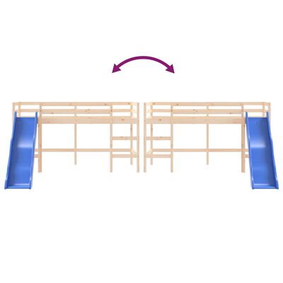 vidaXL Lit mezzanine d'enfants sans matelas avec toboggan 90x200 cm