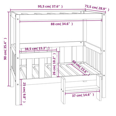 vidaXL Lit pour chien Gris 95,5x73,5x90 cm Bois de pin solide