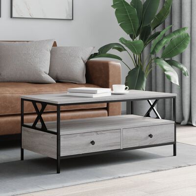 vidaXL Table basse sonoma gris 100x51x45 cm bois d'ingénierie