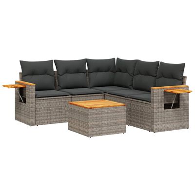 vidaXL Salon de jardin 6 pcs avec coussins gris résine tressée