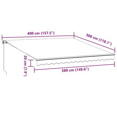 vidaXL Auvent manuel rétractable avec LED anthracite blanc 400x300 cm