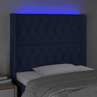 vidaXL Tête de lit à LED Bleu 93x16x118/128 cm Tissu