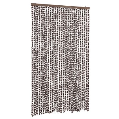 vidaXL Rideau anti-mouches marron et blanc 118x220 cm chenille