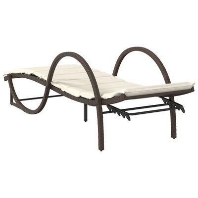 vidaXL Chaise longue avec coussin marron 60x199x42 cm résine tressée