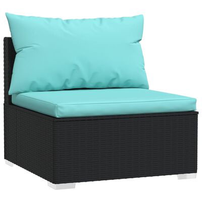 vidaXL Salon de jardin 2 pcs avec coussins Résine tressée Noir