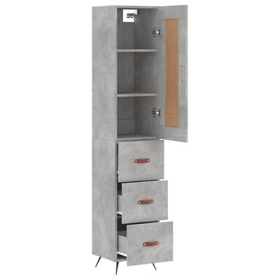 vidaXL Buffet haut Gris béton 34,5x34x180 cm Bois d'ingénierie