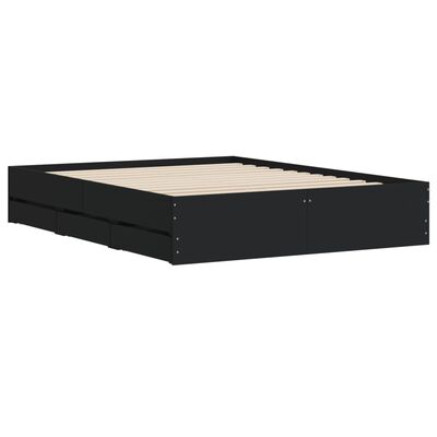 vidaXL Cadre de lit avec tiroirs sans matelas noir 140x190 cm