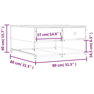 vidaXL Table basse chêne fumé 80x80x40 cm bois d'ingénierie