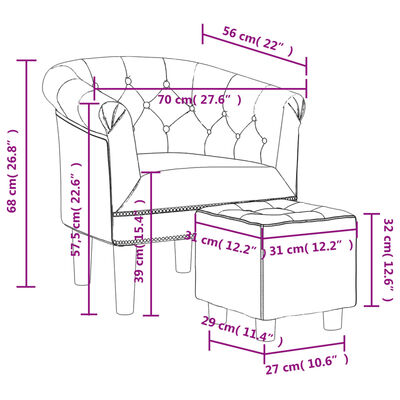 vidaXL Fauteuil avec repose-pied marron similicuir