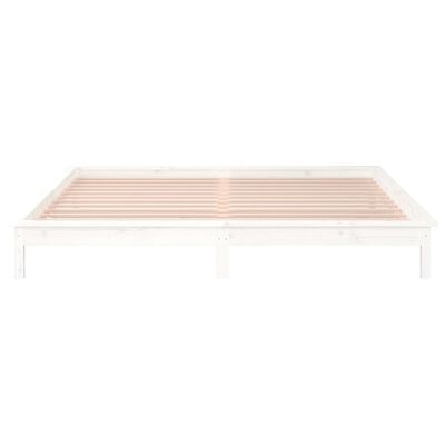 vidaXL Cadre de lit à LED sans matelas blanc 200x200 cm bois massif