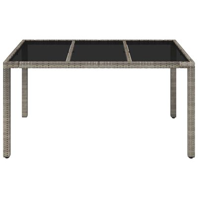 vidaXL Table de jardin dessus en verre Gris 150x90x75cm Résine tressée