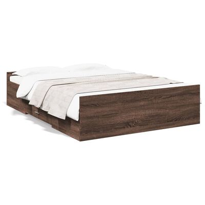 vidaXL Cadre de lit avec tiroirs sans matelas chêne marron 140x190 cm