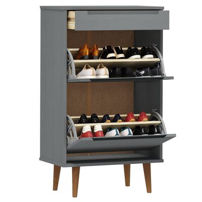 vidaXL Armoire à chaussures MOLDE Gris 59,5x35x103 cm Bois de pin