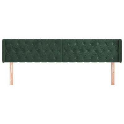 vidaXL Tête de lit avec oreilles Vert foncé 203x16x78/88 cm Velours