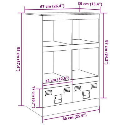 vidaXL Buffet haut blanc 67x39x95 cm acier