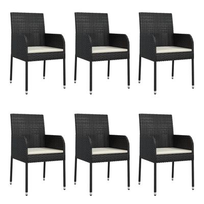 vidaXL Ensemble à manger de jardin coussins 7pcs Noir Résine tressée