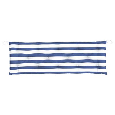 vidaXL Coussin de banc de jardin rayures bleues et blanches 150x50x7cm