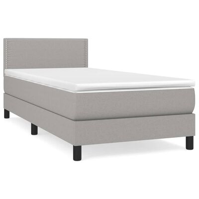 vidaXL Sommier à lattes de lit avec matelas Gris clair 90x200 cm Tissu