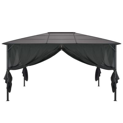 vidaXL Tonnelle avec rideau Aluminium 4x3x2,6 m Noir