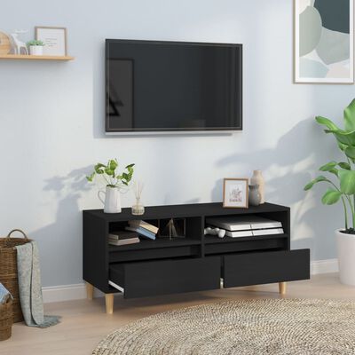 vidaXL Meuble TV noir 100x34,5x44,5 cm bois d'ingénierie