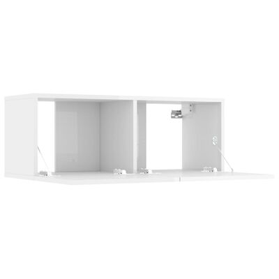 vidaXL Meubles TV 2 pcs Blanc brillant 80x30x30 cm Bois d'ingénierie