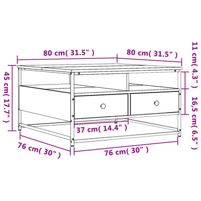 vidaXL Table basse noir 80x80x45 cm bois d'ingénierie