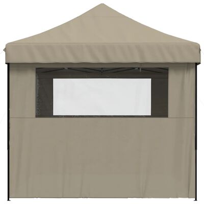 vidaXL Tente de réception pliable escamotable 4 parois latérales taupe