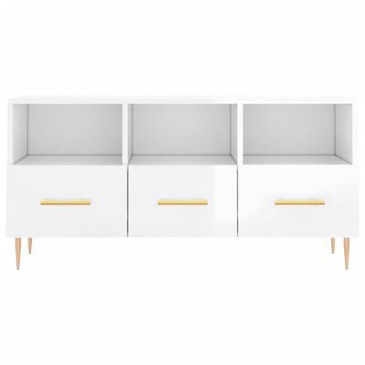 vidaXL Meuble TV Blanc brillant 102x36x50 cm Bois d'ingénierie