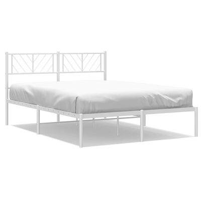 vidaXL Cadre de lit métal sans matelas et tête de lit blanc 120x190 cm