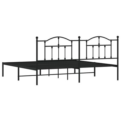 vidaXL Cadre de lit métal sans matelas avec tête de lit noir 200x200cm