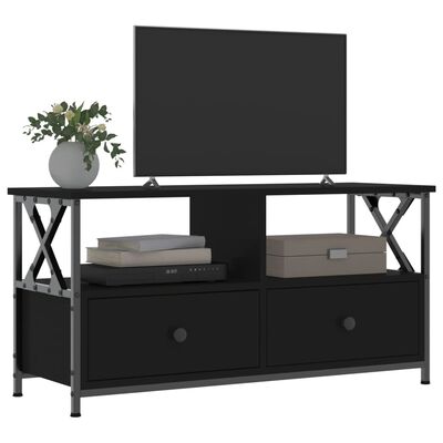 vidaXL Meuble TV noir 90x33x45 cm bois d'ingénierie et fer