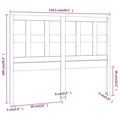 vidaXL Tête de lit Blanc 125,5x4x100 cm Bois massif de pin