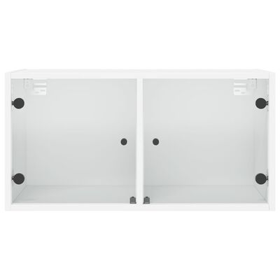 vidaXL Armoire murale avec portes en verre blanc 68,5x37x35 cm