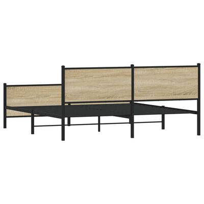 vidaXL Cadre de lit en métal sans matelas chêne sonoma 193x203 cm