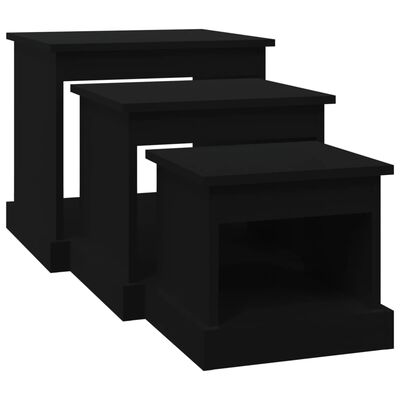 vidaXL Tables basses 3 pcs noir bois d'ingénierie