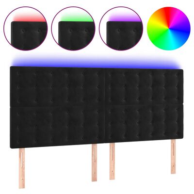 vidaXL Tête de lit à LED Noir 160x5x118/128 cm Velours