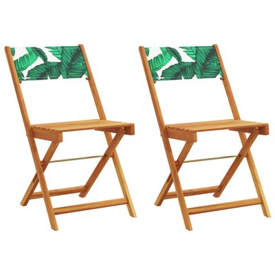 vidaXL Chaises de bistrot lot de 2 motif de feuilles acacia et tissu