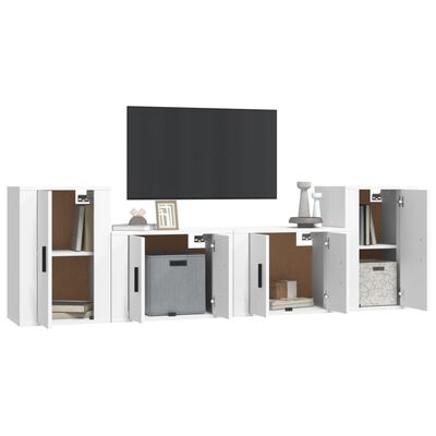 vidaXL Ensemble de meubles TV 4 pcs Blanc Bois d'ingénierie