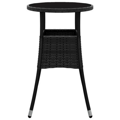 vidaXL Table de jardin Ø60x75 cm Verre trempé/résine tressée Noir