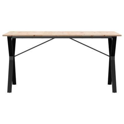 vidaXL Table à manger cadre en Y 140x80x75 cm bois de pin massif fonte