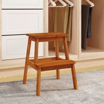 vidaXL Tabouret-escabeau 2 marches 40x38x50 cm Bois d'acacia solide