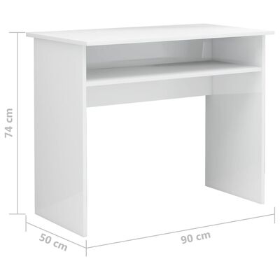 vidaXL Bureau Blanc brillant 90x50x74 cm Bois d'ingénierie