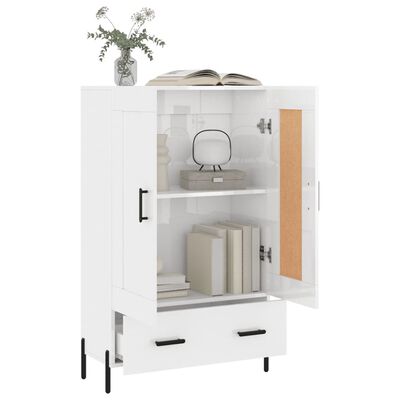 vidaXL Buffet haut blanc brillant 69,5x31x115 cm bois d'ingénierie