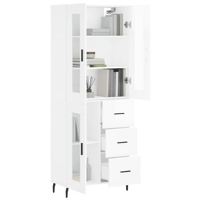 vidaXL Buffet haut Blanc brillant 69,5x34x180 cm Bois d'ingénierie