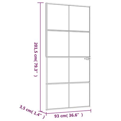 vidaXL Porte d'intérieur Blanc 93x201,5 cm Trempé verre aluminium fin