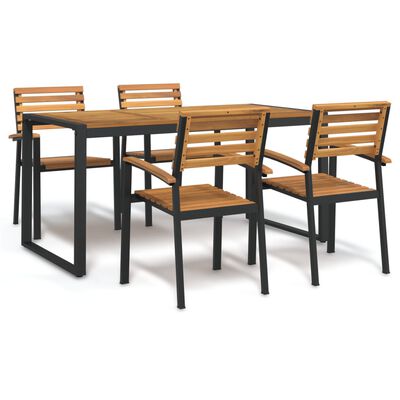 vidaXL Ensemble à manger de jardin 5 pcs bois d'acacia massif et métal