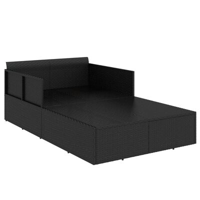 vidaXL Chaise longue avec coussins noir 182x118x63 cm résine tressée