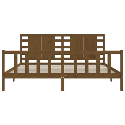 vidaXL Cadre de lit avec tête de lit marron miel 200x200cm bois massif