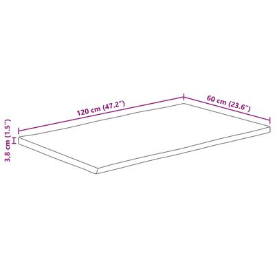 vidaXL Dessus de table 120x60x3,8 cm bord vivant bois massif manguier