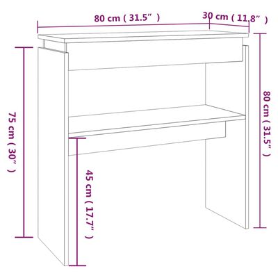 vidaXL Table console Chêne marron 80x30x80 cm Bois d'ingénierie